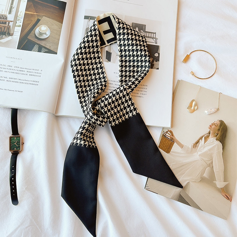 时尚洋气千鸟格小飘带领巾发带装饰短丝巾衬衫搭配围巾领带巾春秋,服饰配件/皮带/帽子/围巾,围巾/丝巾/披肩,淘宝优惠券,粉丝福利购,淘宝优惠卷