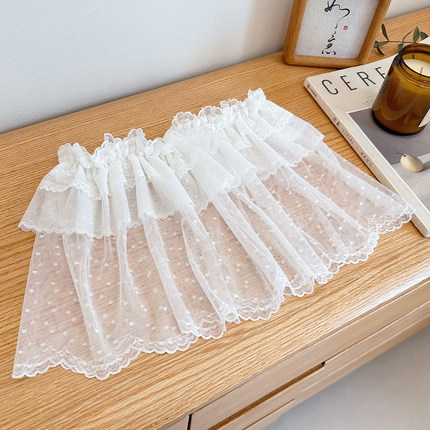 双层波点蕾丝花边屁帘遮屁屁裙帘韩系氛围蓬松感纱裙叠穿有设计感