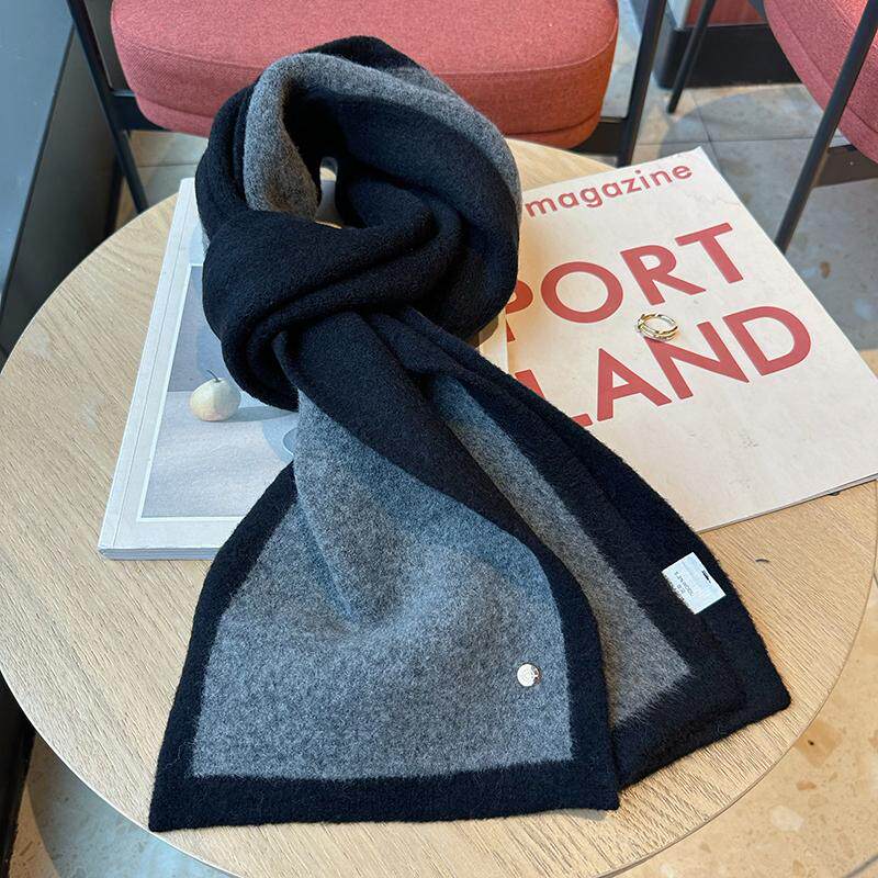 韩系高级感灰色羊毛围巾秋冬新款