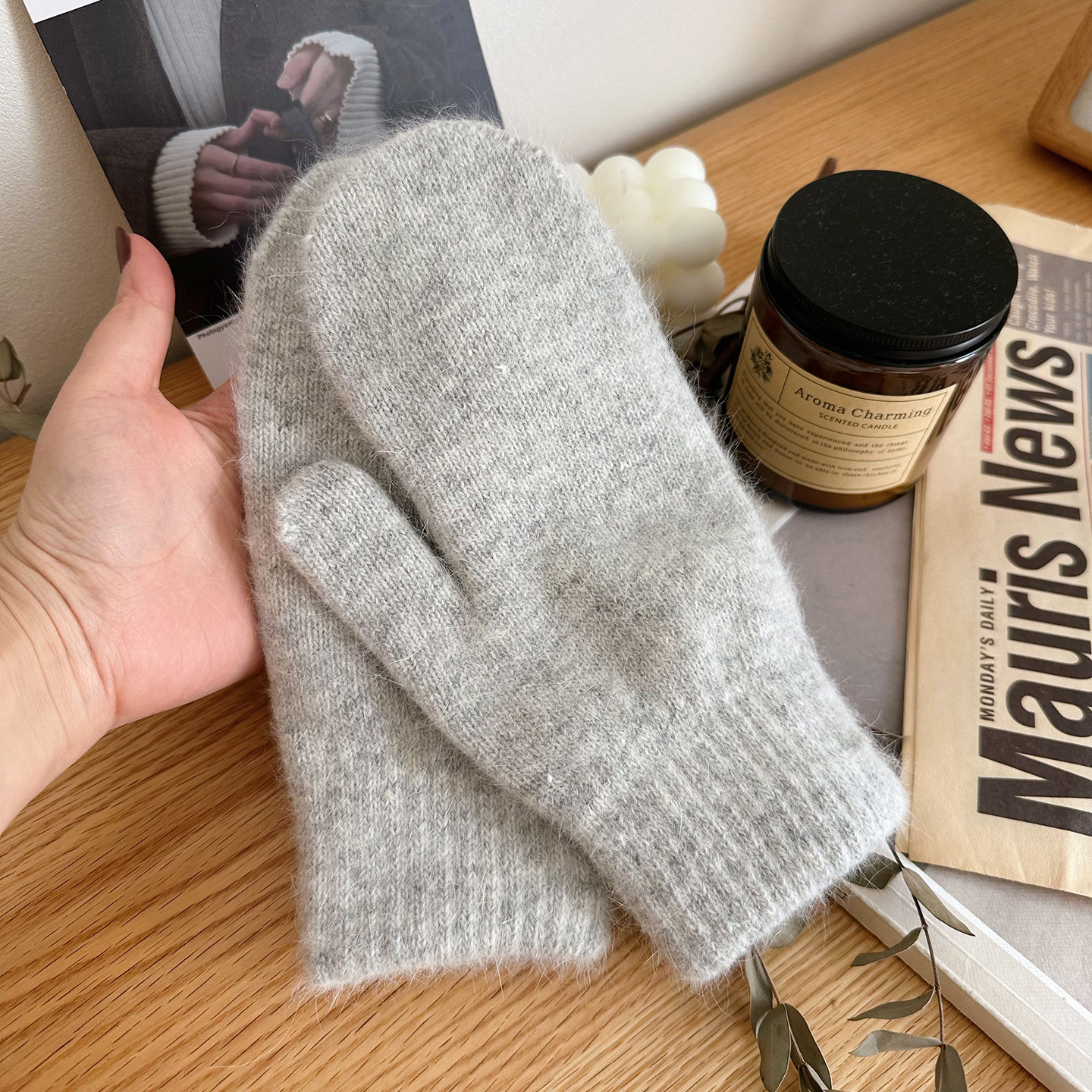 欧版兔毛保暖纯色针织包指手套女冬加厚毛线手套防寒骑行双层手套,服饰配件/皮带/帽子/围巾,手套,淘宝优惠券,粉丝福利购,淘宝优惠卷