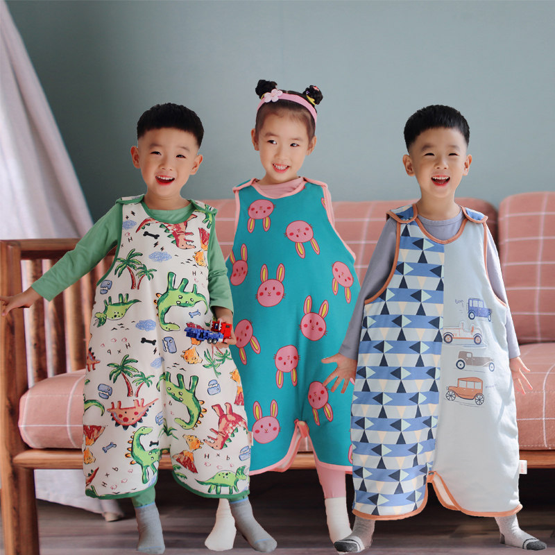 呼西贝分腿睡袋婴儿加棉背心秋冬季儿童马甲宝宝蹬被子8个月-6岁