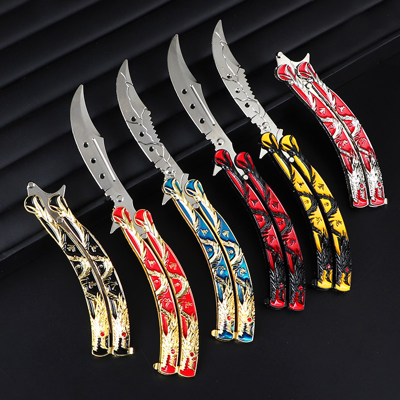 CSGO周边新款五爪金龙合金兵器模型玩具学生练习未开刃折叠蝴蝶刀