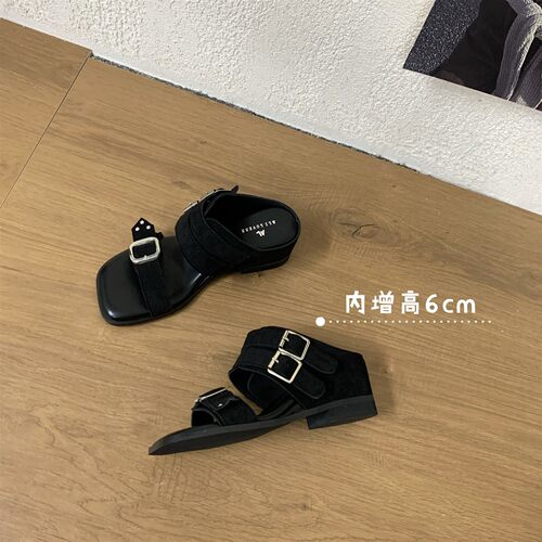 内增高露趾凉鞋女夏季双扣