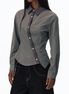 CONP 25AW 微皱肌理不规则拼接修身扭转衬衫