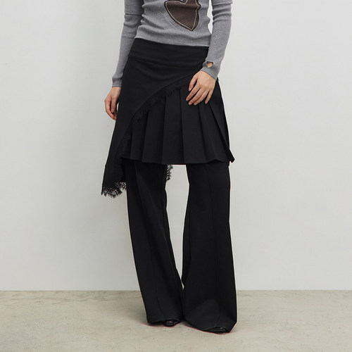 CONP可拆卸两件叠穿百褶拼接蕾丝