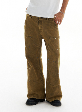 CONP 24SS 高调钻石工人裤 复古水洗做旧美式牛仔裤直筒中性