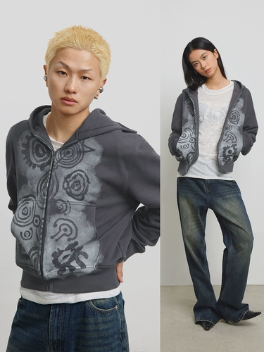 Conp 23AW Petroglyph Print Hoodie Rock Covered Printing Services