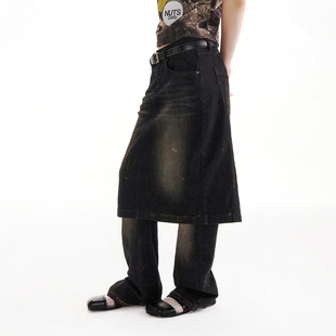 刷金牛仔裙裤 CONP 24AW
