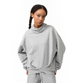 24AW 不规则褶皱花瓣堆领卫衣 复美式 CONP 古经典 灰色慵懒