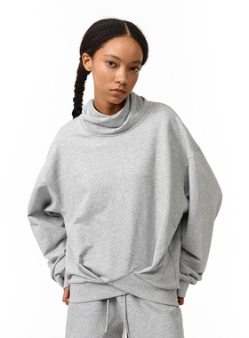 CONP 24AW 不规则褶皱花瓣堆领卫衣 复美式古经典灰色慵懒