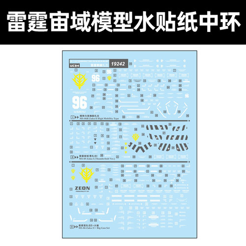 中环HG雷霆宙域扎古模型水贴纸