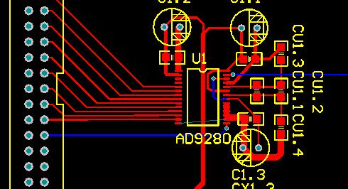 AD9280模数转换原理图PCB AD9762数模转换 AD8052放大器电路图