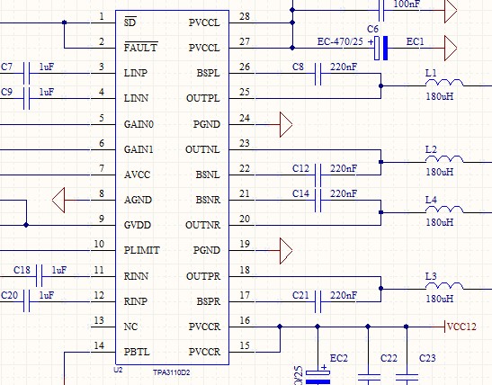 TPA3110D2功放原理图PCB STC15W204S LM4811 TPA3110功放电路