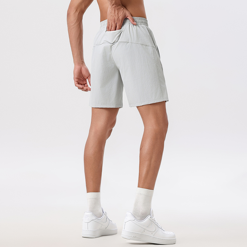 夏季冰丝短裤运动男跑步健身速干梭织拉链兜冰感训练四分裤