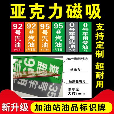 亚克力磁性自吸加油站加油机油品标识标牌汽油柴油罐区警示标识牌