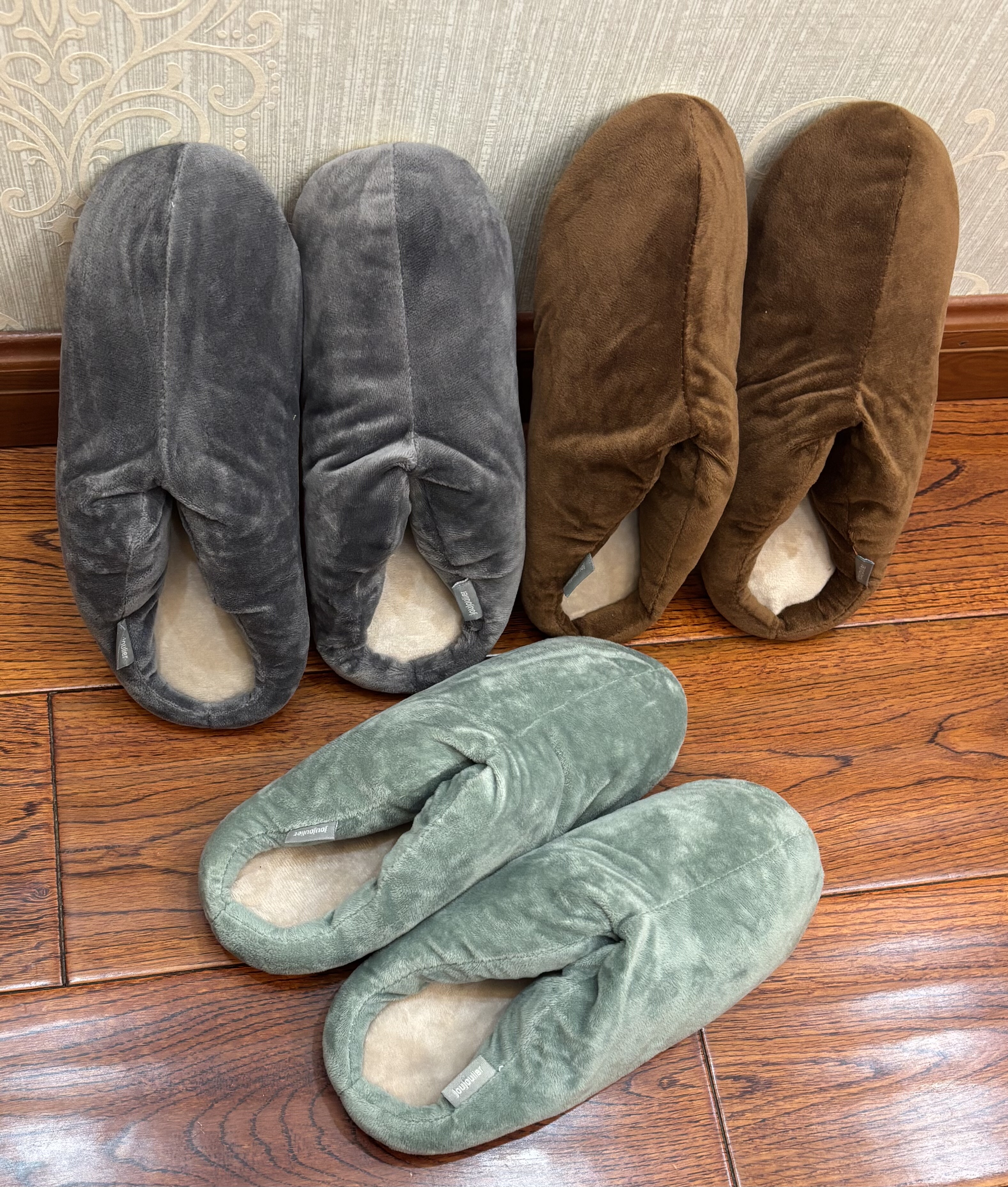 出口日本原单女士秋冬家居室内保暖居家布底拖鞋木地板静音底棉鞋