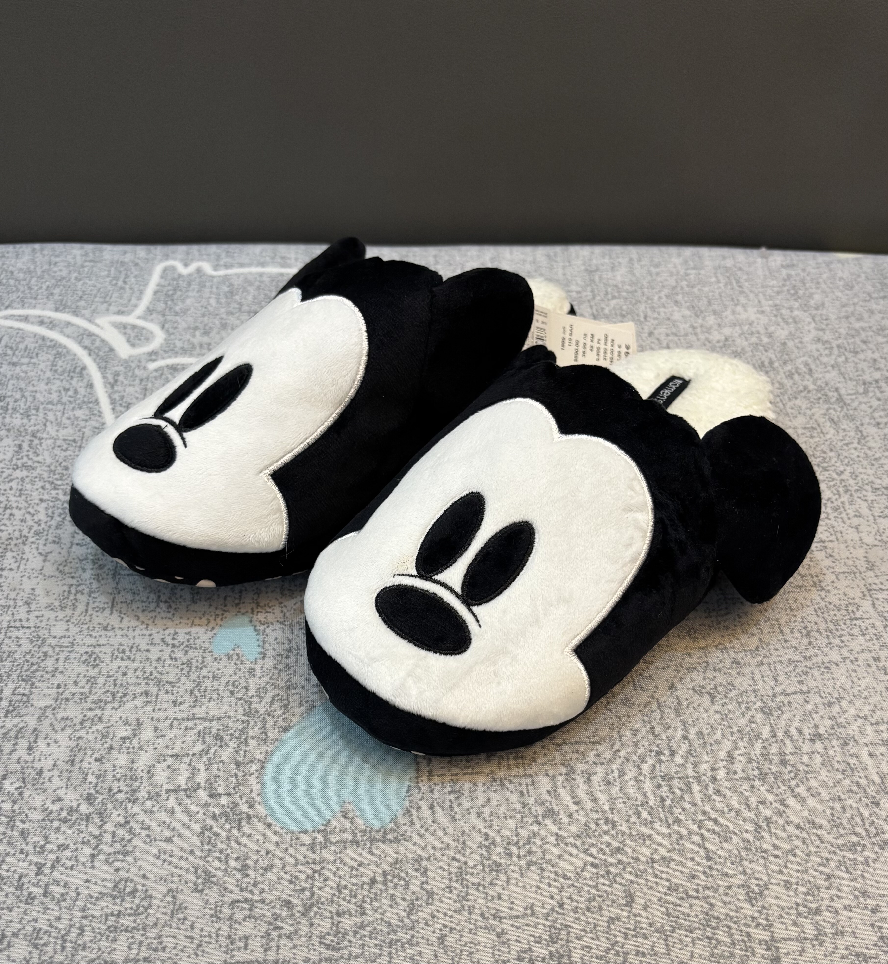 外贸出口原单女士秋冬家居室内保暖居家毛绒布底拖鞋米奇情侣棉拖