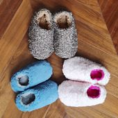 秋冬季 日式 家居轻便静音无声保暖包跟男女童亲子木地板棉拖鞋 室内