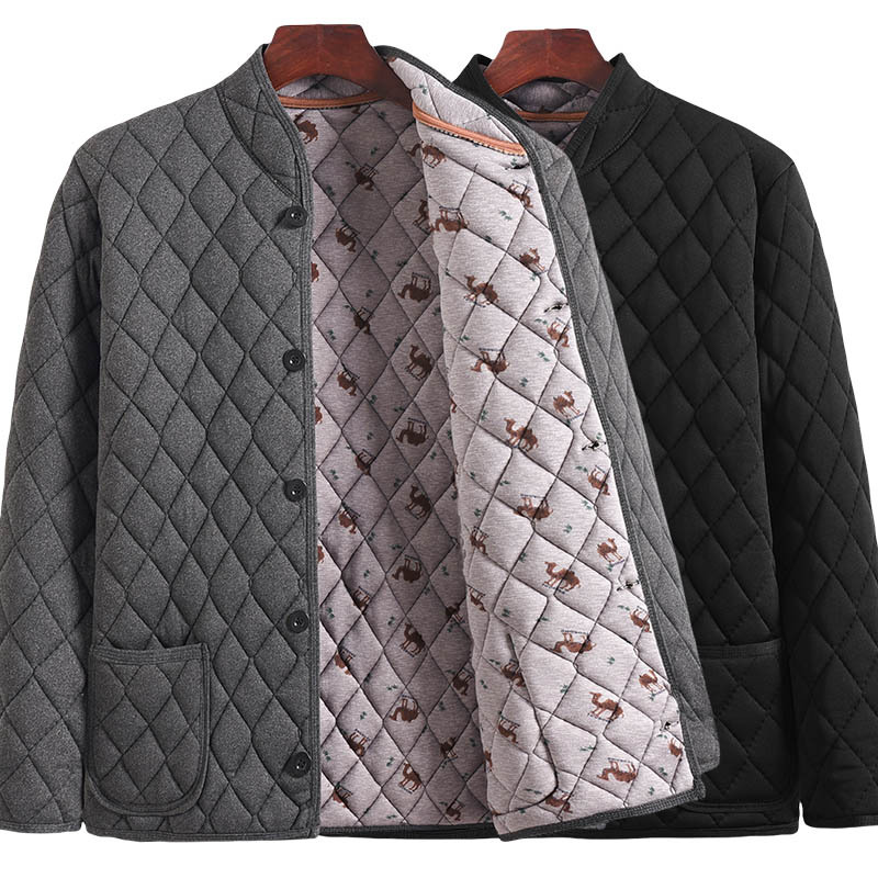 冬季中老年棉衣男士驼绒