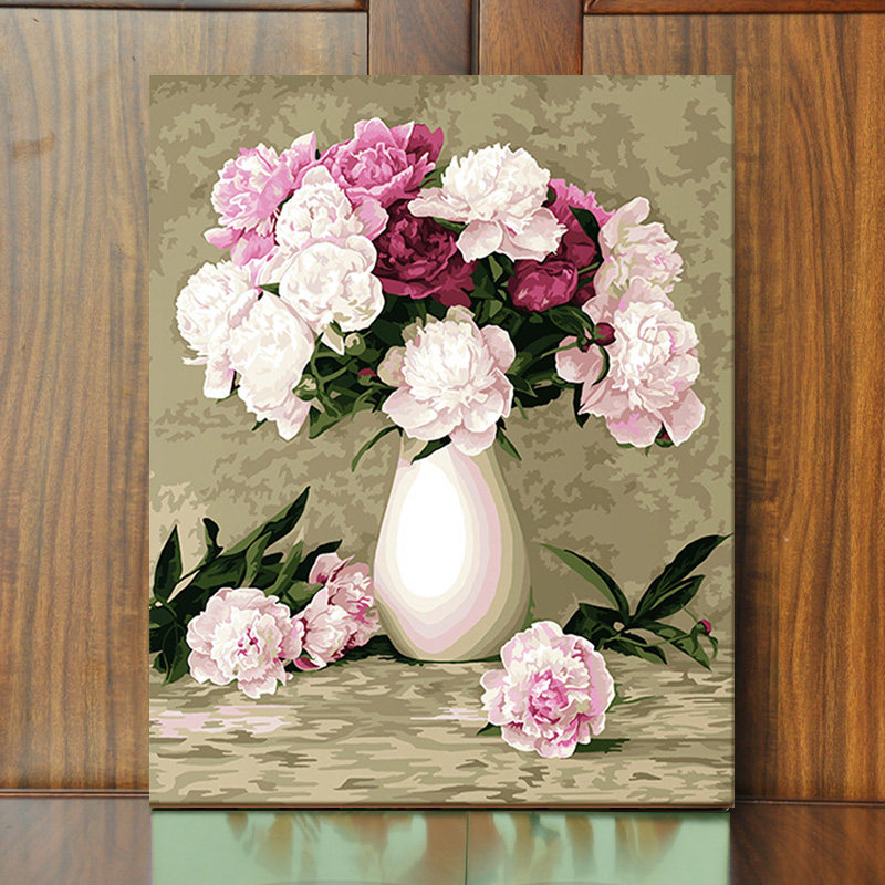 diy数字油画定制植物花卉大幅手绘填色彩客厅装饰画创意现代简约