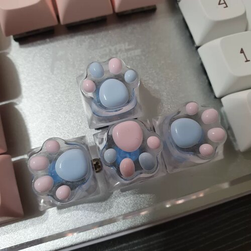 包邮透明透光彩色猫爪键帽十字轴透光OEM R4电脑按钮机械键盘键帽
