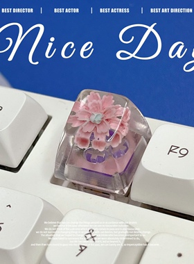 新款花朵键帽手工树脂定制透光十字轴ESC SA透明高度机械键盘键帽