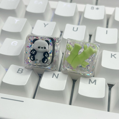 个性国宝熊猫键帽滴胶树脂diy定制卡通透光自制客制化xda熊猫键帽