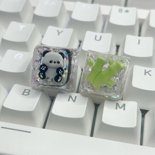 个性国宝熊猫键帽滴胶树脂diy定制卡通透光自制客制化xda熊猫键帽