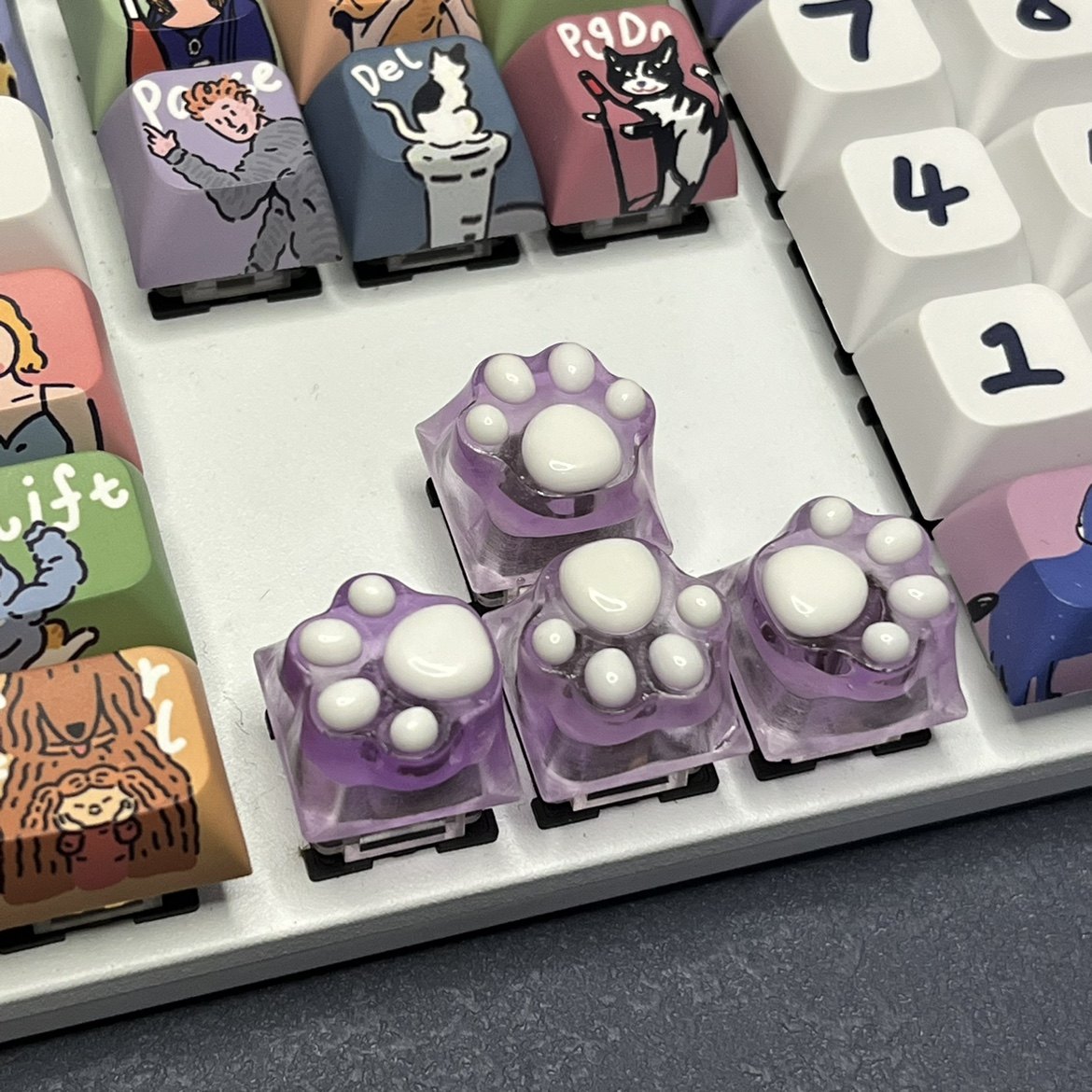 可爱透明紫色猫爪键帽十字轴OEM Esc电脑按钮游戏机械键盘键帽,电脑硬件/显示器/电脑周边,键帽,淘宝优惠券,粉丝福利购,淘宝优惠卷