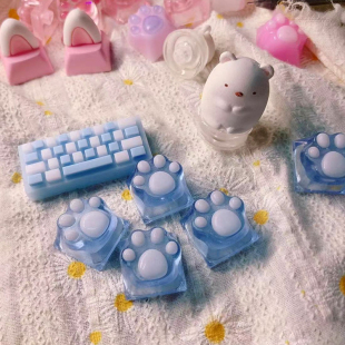 enter键/shift键手工定制粉色蓝色按钮键帽十字轴机械键盘键帽