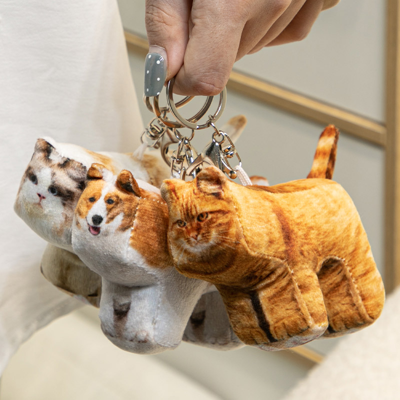 diy来图定制钥匙扣抽象方块猫猫狗狗小挂件公仔搞怪玩偶包包挂饰