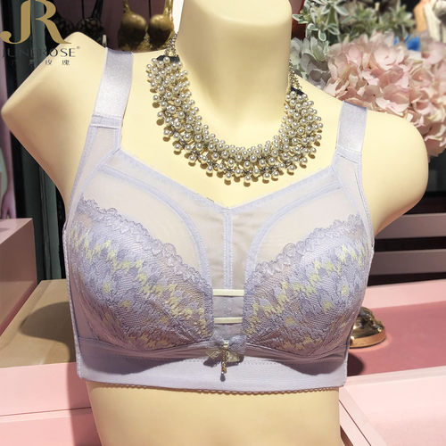 六月玫瑰文胸大胸显小无钢圈聚拢内衣侧收副乳CD超薄水晶杯女6427