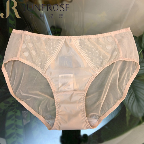 六月玫瑰正品内裤女中腰裤网纱短裤液化钛底裆抗菌三角裤薄6418K