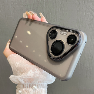 适用华为pura80pro手机壳超薄透明pura80ultra彩绘新款 自带镜头膜p60p简约高级感p50硅胶软壳p70pro全包防摔