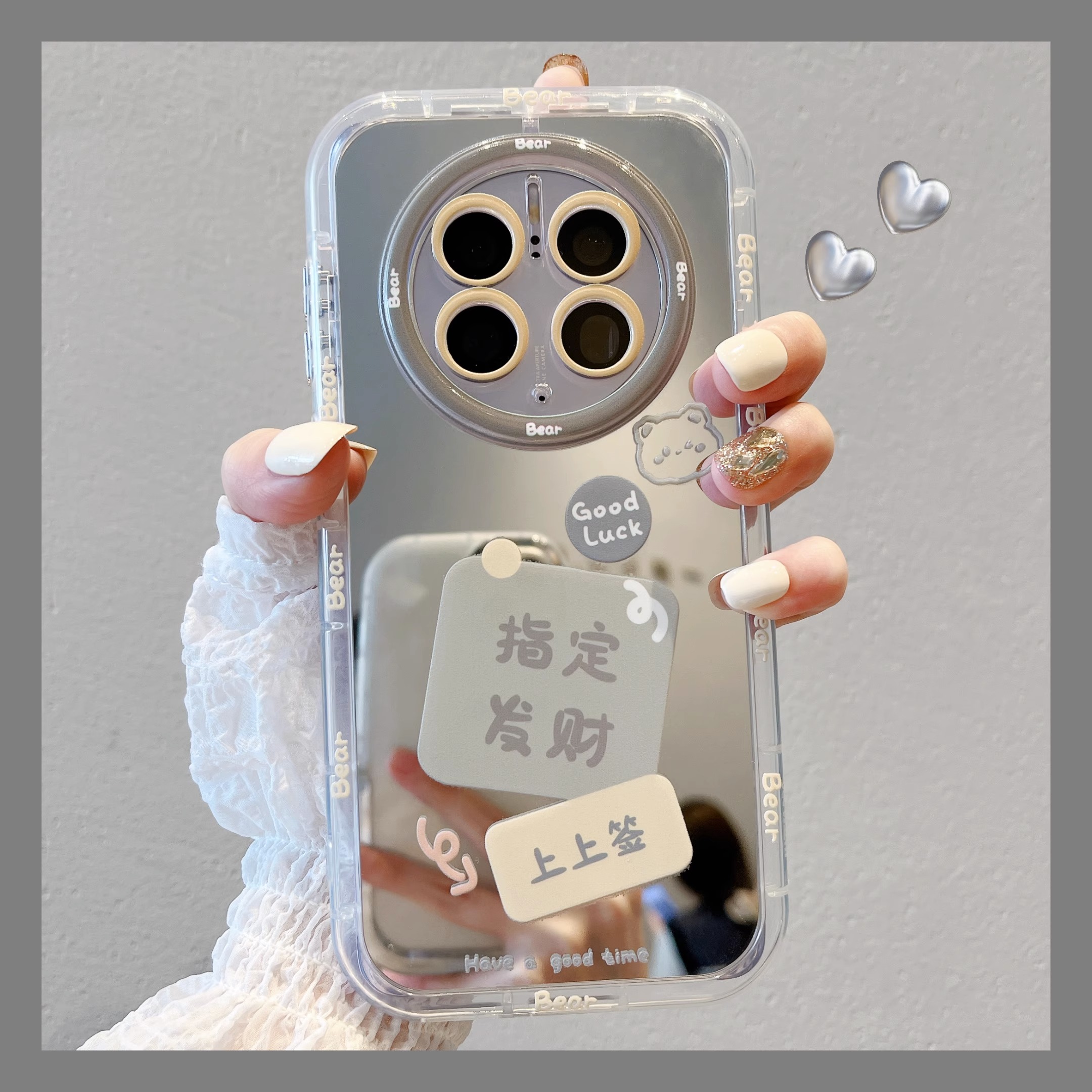 适用华为mate70pro手机壳彩绘全包mate60pro时尚化妆镜Pura70pro+指定发财mate60卡通创意mate60pro防摔外壳