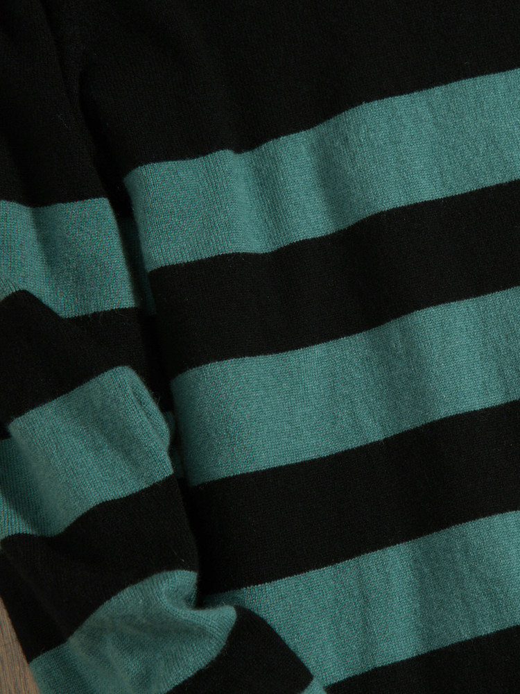 라운드 넥 남성용 겨울 따뜻한 풀오버 클래식 스트라이프 다용도 얇은 순수 캐시미어 스웨터 남성용 청록색 녹색 대비 스웨터