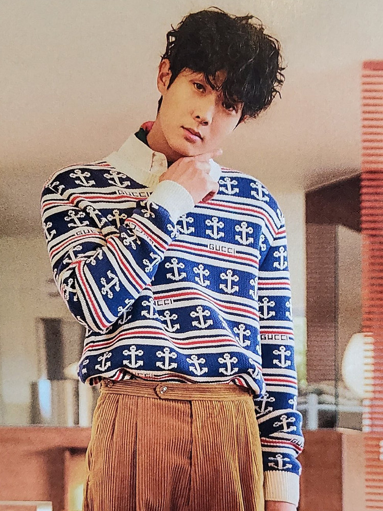 앵커 자카드 스웨터 남성용 겨울 트렌디 스트라이프 프리미엄 캐시미어 스웨터 남성용 100 퓨어 캐시미어 라운드 넥 두꺼워 짐