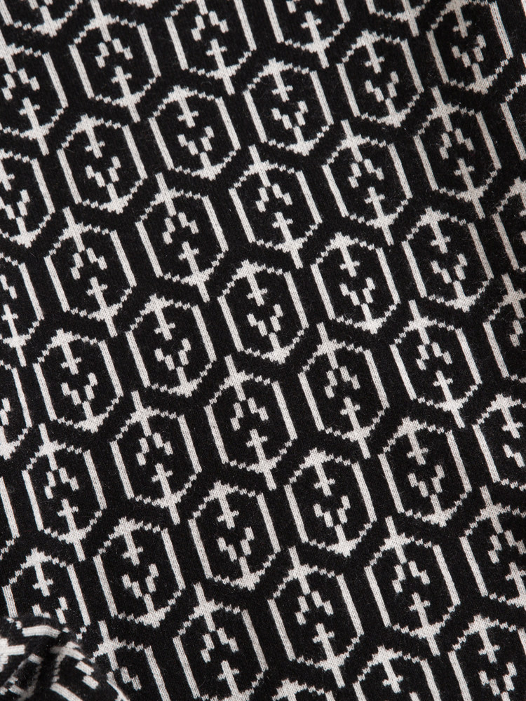 두꺼운 둥근 목을 가진 남성용 겨울 도시 가벼운 럭셔리 물떼새 격자 자카드 니트 캐시미어 스웨터 남성용 흑백 대비 스웨터