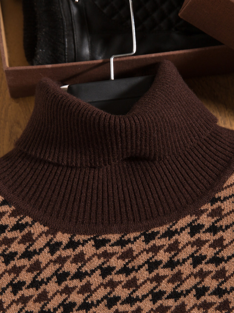 도시 가벼운 럭셔리 터틀넥 캐시미어 스웨터 남성용 두꺼운 옷깃 복고풍 중공업 비즈니스 자카드 스웨터 스웨터 남성용 겨울