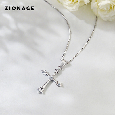 时尚闪亮八心八箭纯银女项链一套