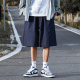 日系cityboy工装短裤男夏季薄款宽松休闲潮牌藏青色校服五分裤子，男装休闲裤，星座902