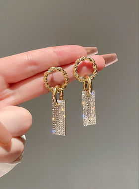 S925银针韩国金属感夸张2023年新款潮气质夜店风圆圈时髦耳钉