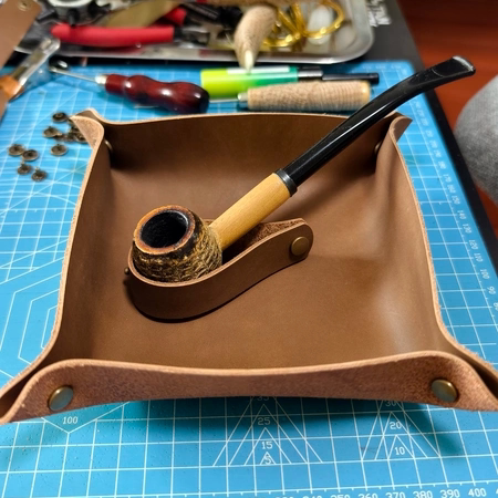 手工制作树膏纯牛皮便携多用烟斗手卷醒草盘托盘杂物盘