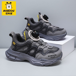 巴布豆童鞋儿童运动鞋春秋男童鞋钮扣青少年跑步鞋休闲老爹鞋网鞋