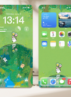 线条小狗春天绿色春游池塘游泳森林iphone手机壁纸主题高清图片58