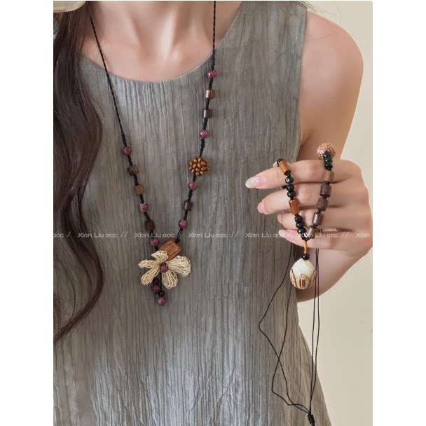 波西米亚风轻奢长款毛衣链吊坠女款高级感锁骨链复古气质项链配饰