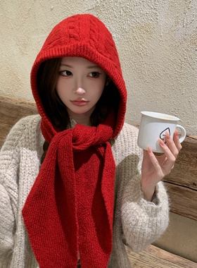 韩系圣诞红色巴拉克拉法帽
