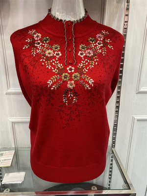 中老年妈妈装木耳领打底羊毛衫