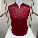 打底衫 妈妈装 绣花针织衫 旗袍领洋气毛衣中老年女装 加绒加厚羊毛衫