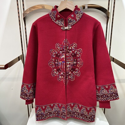 妈妈婚宴礼服冬装加绒外套喜婆婆套装中老年人女奶奶上衣老人衣服